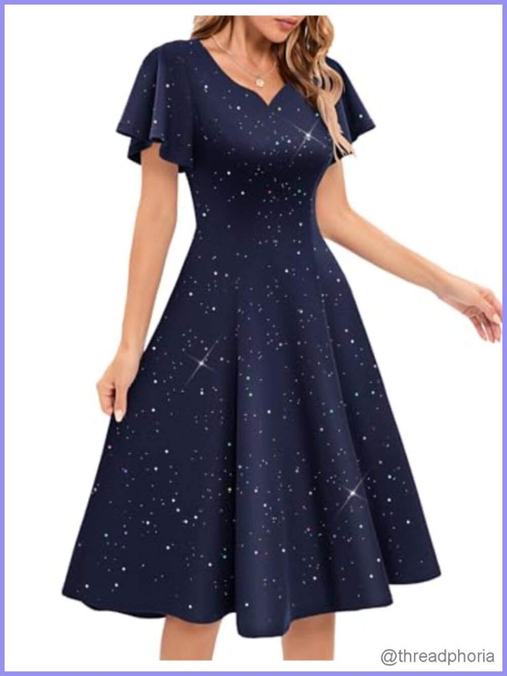 Sequin Cocktail Midi Dress Sweetheart Neck A-Line 1950s Style